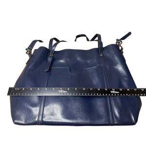 S-ZONE Vtg Genuine Leather blue Tote handBag purse‎